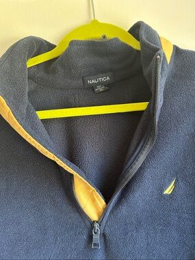 Nautica Navy Fleece Half-Zip Pullover with Yellow Accent